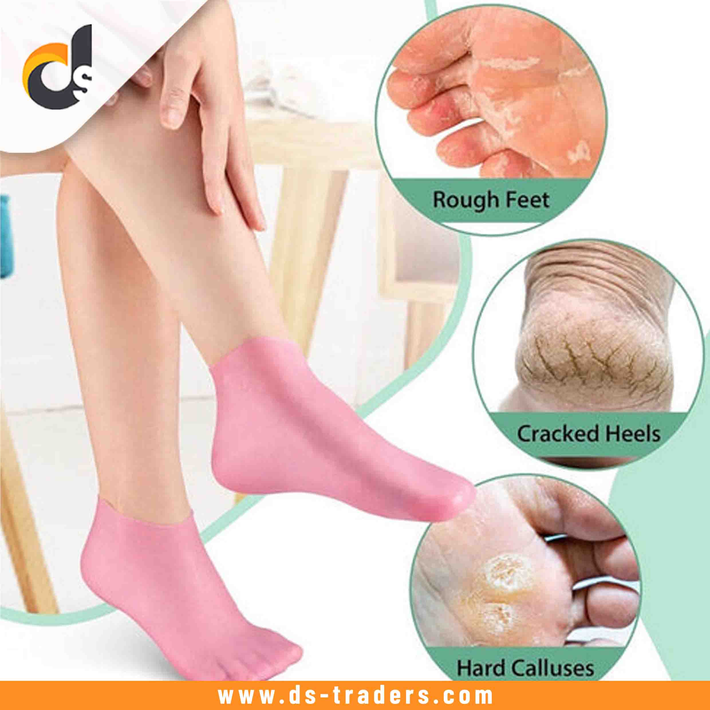 1 Pair Silicone Gel Moisturizing Socks