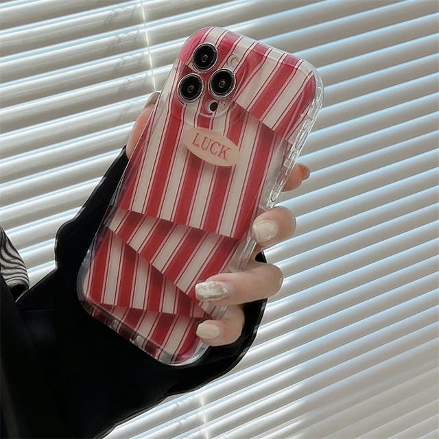 Unique 3d Red & White Stripes- iPhone Back Case Only