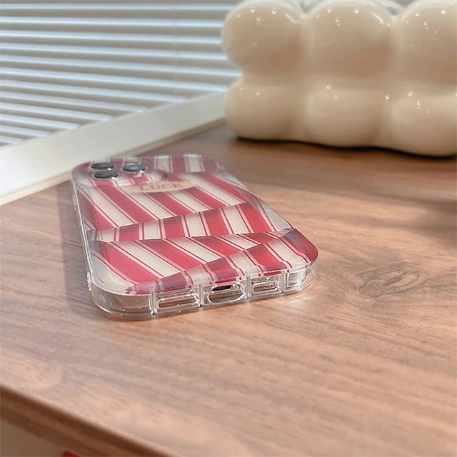 Unique 3d Red & White Stripes- iPhone Back Case Only