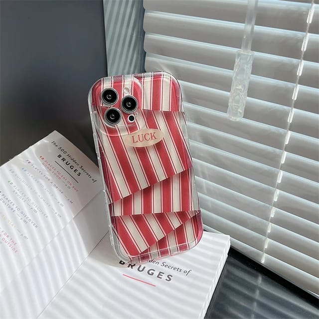 Unique 3d Red & White Stripes- iPhone Back Case Only