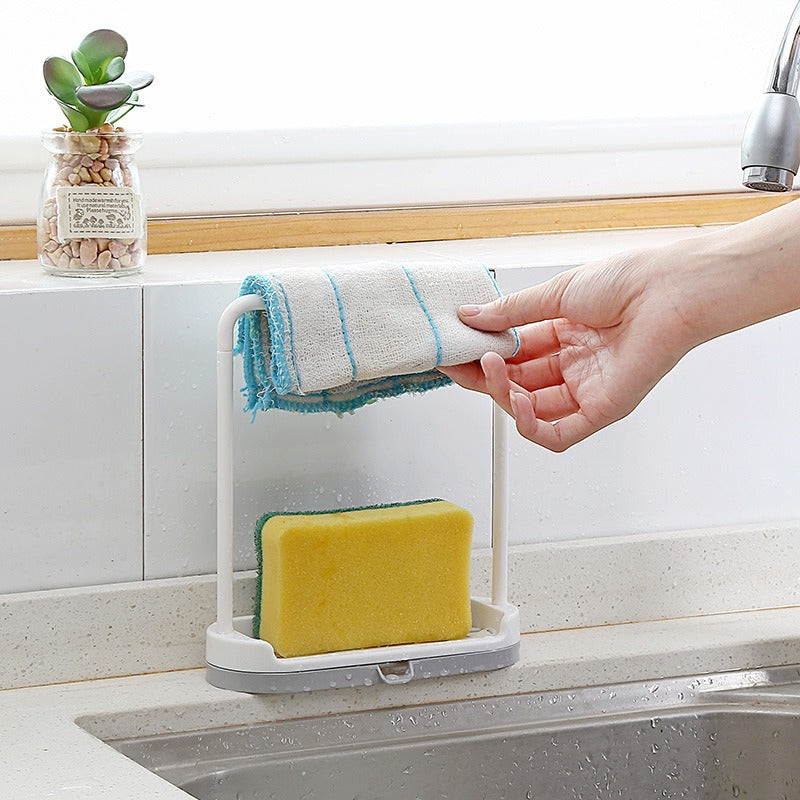 1PC Kitchen Sponge Rack with Towel Holder