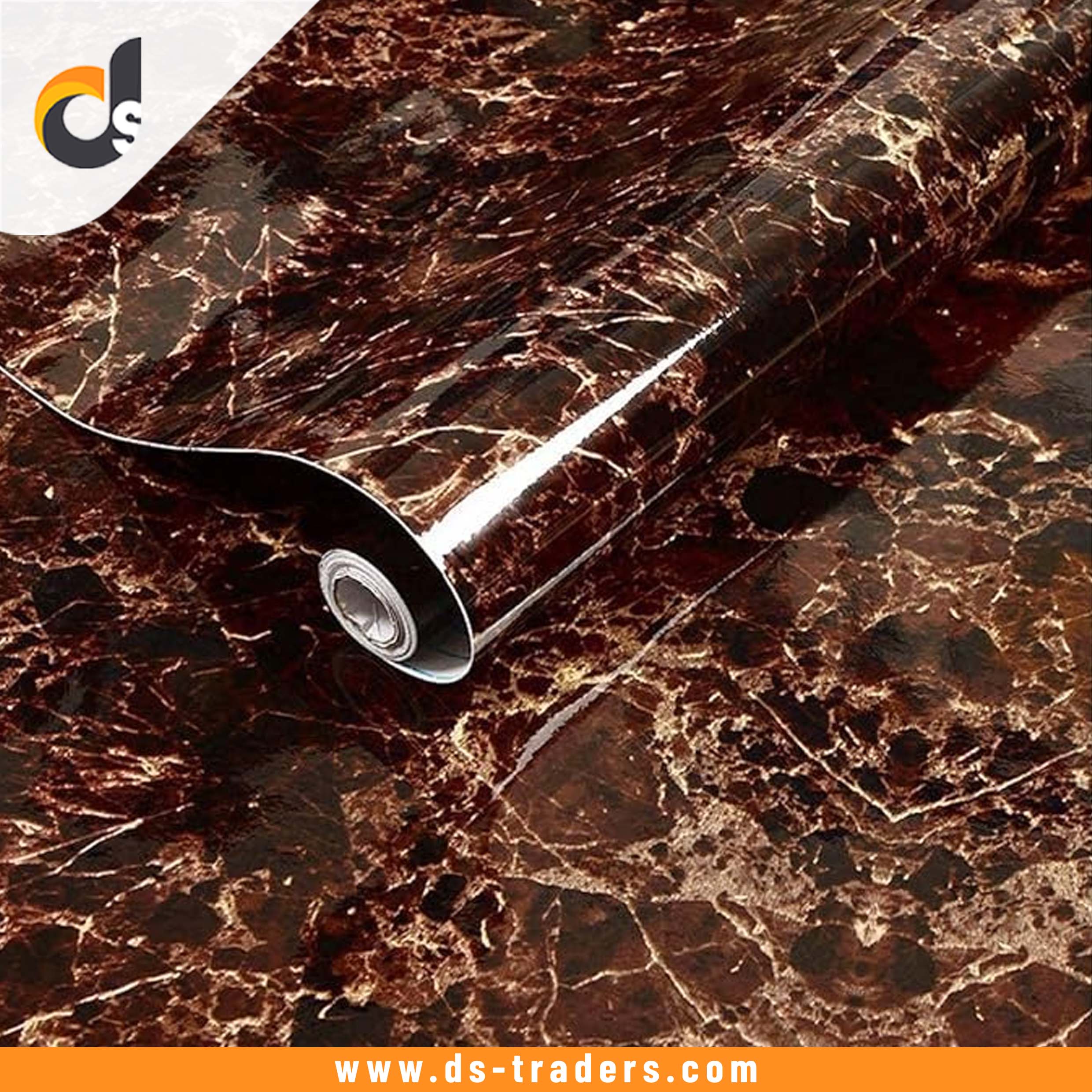 Waterproof Brown Marble Sheet 60cm x 2m