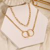 Vintage Double Layer Chain Linked Circle Pendant