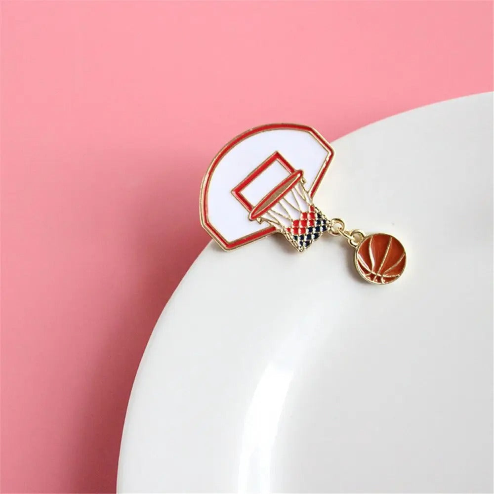 Alloy Fun Basket Ball Pin Brooch