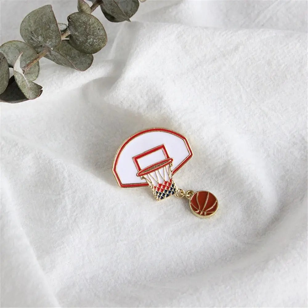 Alloy Fun Basket Ball Pin Brooch